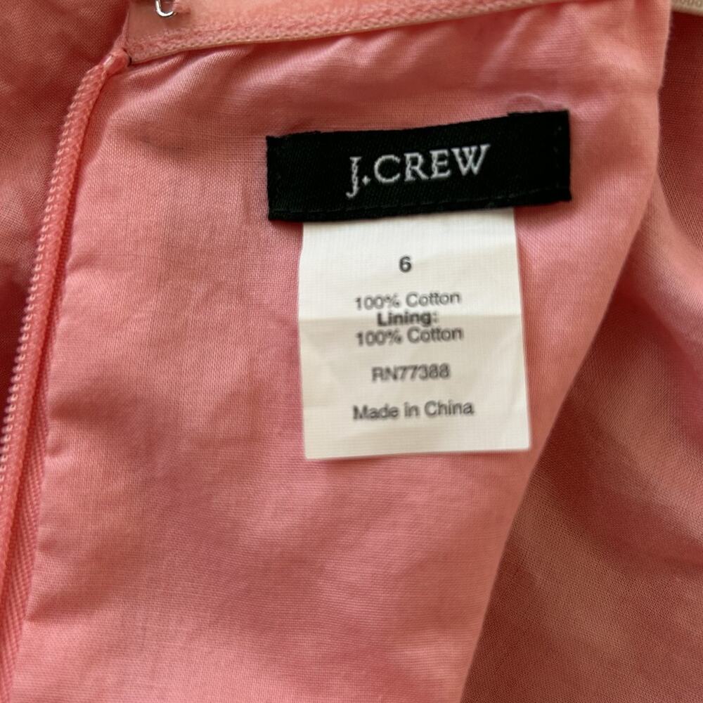 J. CREW Seersucker Strapless Dress Size 6 Coral Pink Cotton Romantic Coastal - Picture 11 of 13